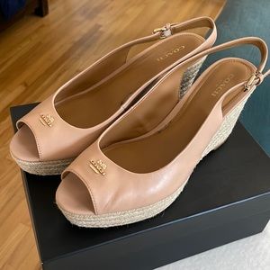 Coach Ferry Semi Matte Calf Wedge Sz 10